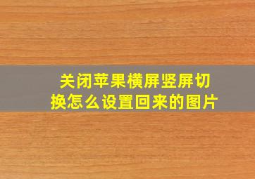 关闭苹果横屏竖屏切换怎么设置回来的图片