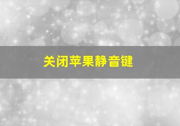 关闭苹果静音键