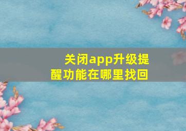 关闭app升级提醒功能在哪里找回