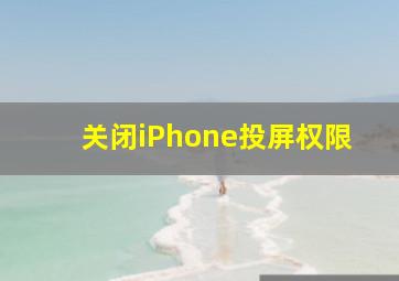 关闭iPhone投屏权限