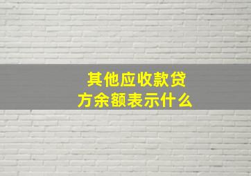 其他应收款贷方余额表示什么