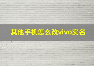 其他手机怎么改vivo实名