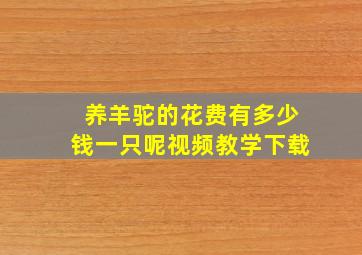 养羊驼的花费有多少钱一只呢视频教学下载