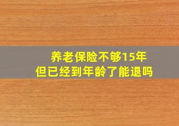 养老保险不够15年但已经到年龄了能退吗