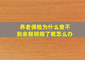 养老保险为什么查不到余额明细了呢怎么办