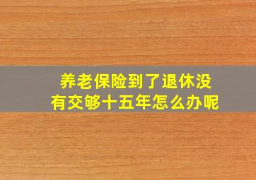 养老保险到了退休没有交够十五年怎么办呢