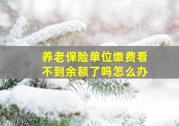 养老保险单位缴费看不到余额了吗怎么办