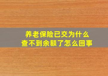 养老保险已交为什么查不到余额了怎么回事