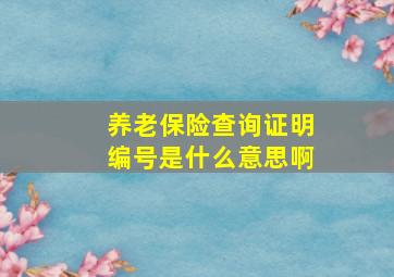 养老保险查询证明编号是什么意思啊