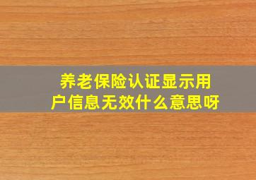 养老保险认证显示用户信息无效什么意思呀