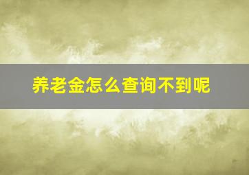 养老金怎么查询不到呢