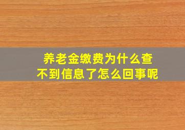 养老金缴费为什么查不到信息了怎么回事呢