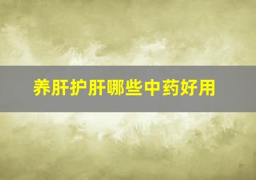 养肝护肝哪些中药好用