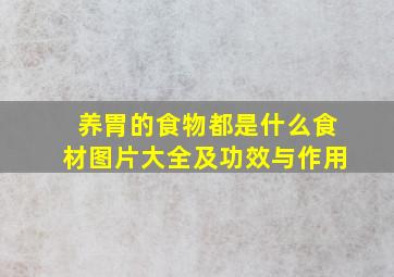 养胃的食物都是什么食材图片大全及功效与作用