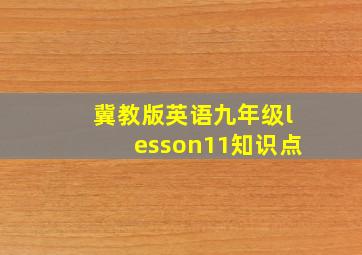 冀教版英语九年级lesson11知识点