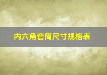 内六角套筒尺寸规格表