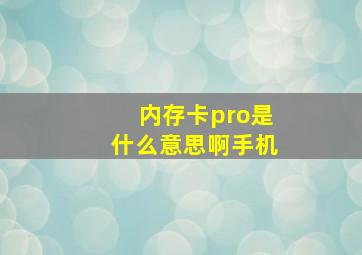 内存卡pro是什么意思啊手机