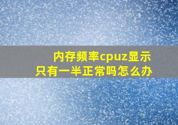 内存频率cpuz显示只有一半正常吗怎么办