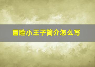 冒险小王子简介怎么写