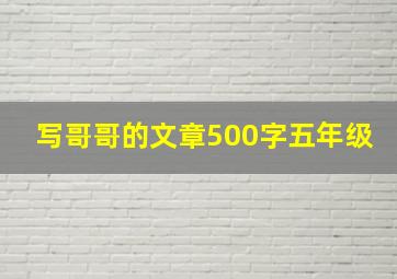 写哥哥的文章500字五年级