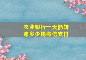 农业银行一天能转账多少钱微信支付