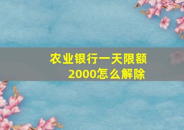 农业银行一天限额2000怎么解除