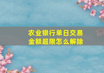 农业银行单日交易金额超限怎么解除