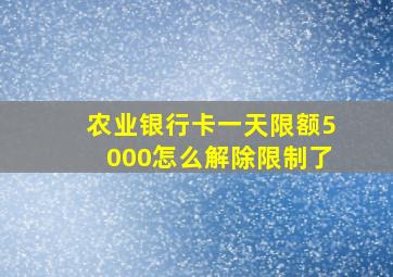 农业银行卡一天限额5000怎么解除限制了