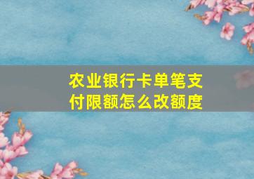 农业银行卡单笔支付限额怎么改额度