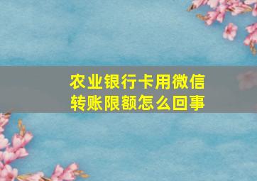 农业银行卡用微信转账限额怎么回事