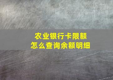 农业银行卡限额怎么查询余额明细