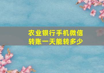 农业银行手机微信转账一天能转多少