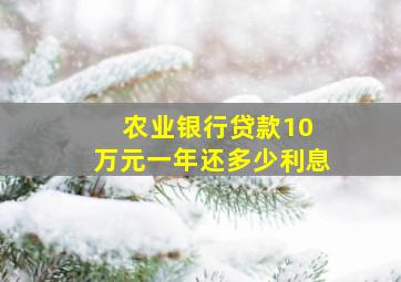 农业银行贷款10 万元一年还多少利息