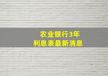 农业银行3年利息表最新消息