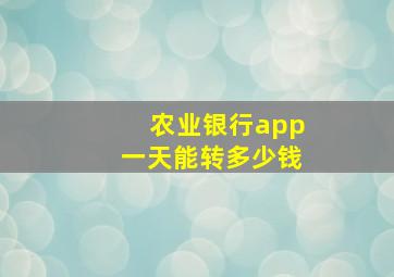 农业银行app一天能转多少钱