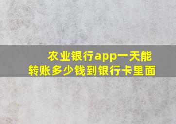 农业银行app一天能转账多少钱到银行卡里面