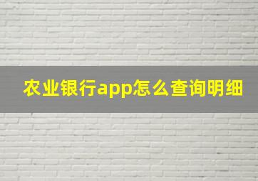 农业银行app怎么查询明细