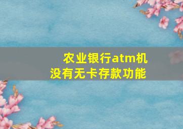 农业银行atm机没有无卡存款功能