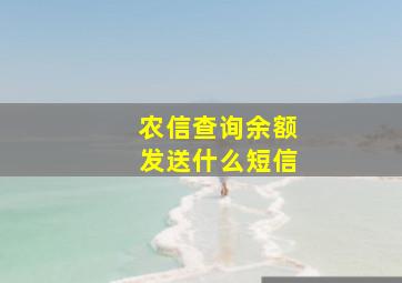 农信查询余额发送什么短信