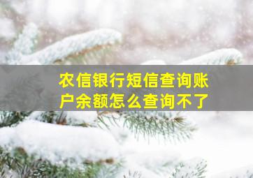 农信银行短信查询账户余额怎么查询不了