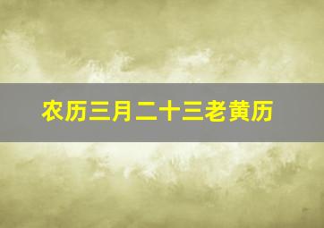 农历三月二十三老黄历