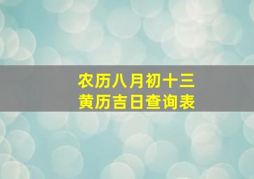 农历八月初十三黄历吉日查询表