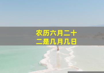 农历六月二十二是几月几日