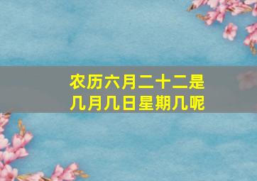 农历六月二十二是几月几日星期几呢