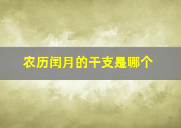 农历闰月的干支是哪个