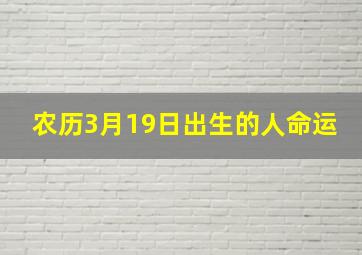 农历3月19日出生的人命运