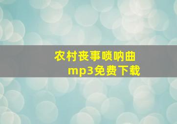 农村丧事唢呐曲mp3免费下载