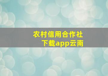 农村信用合作社下载app云南