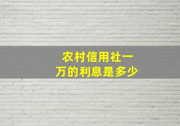 农村信用社一万的利息是多少