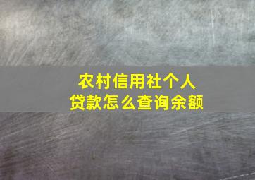 农村信用社个人贷款怎么查询余额